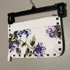 White House Black Market, floral and studded clutch.